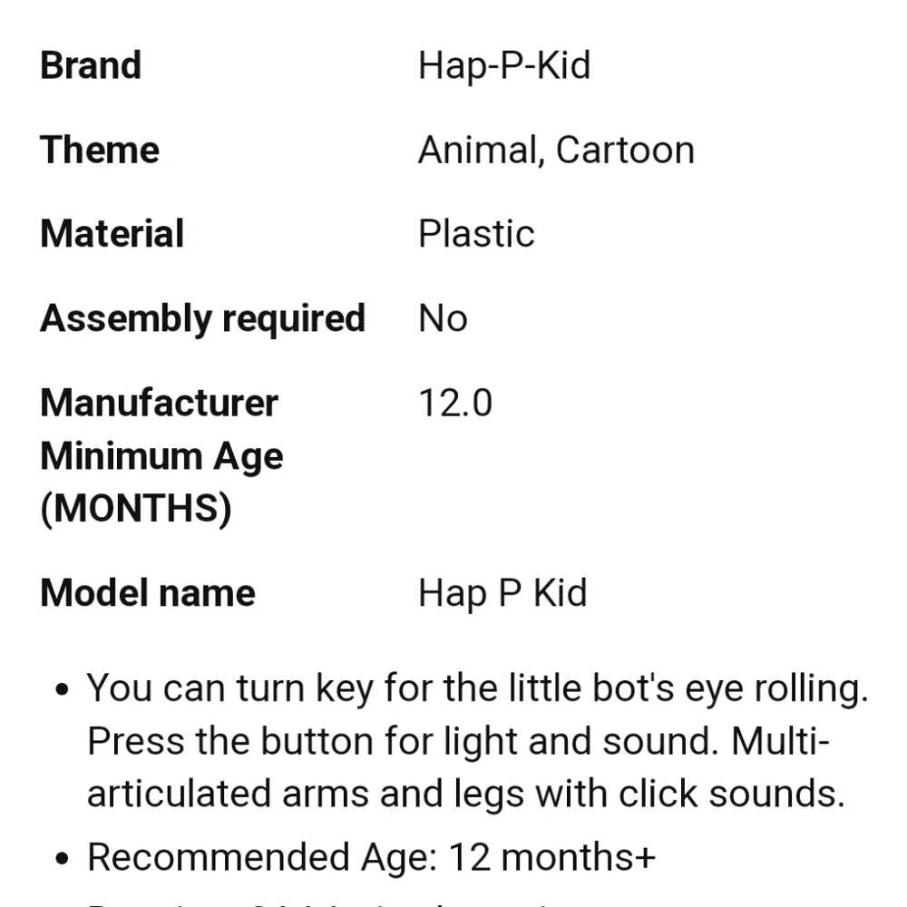 Hap-P-Kid Little Learner My First Little Robot With Lights & Sounds